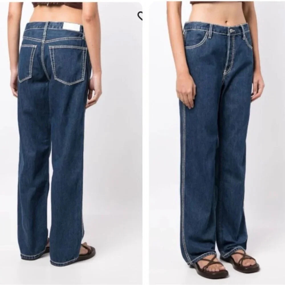 Re/Done Conscious Loose-Fit Contrast-Stitching Jeans. Sz: 28